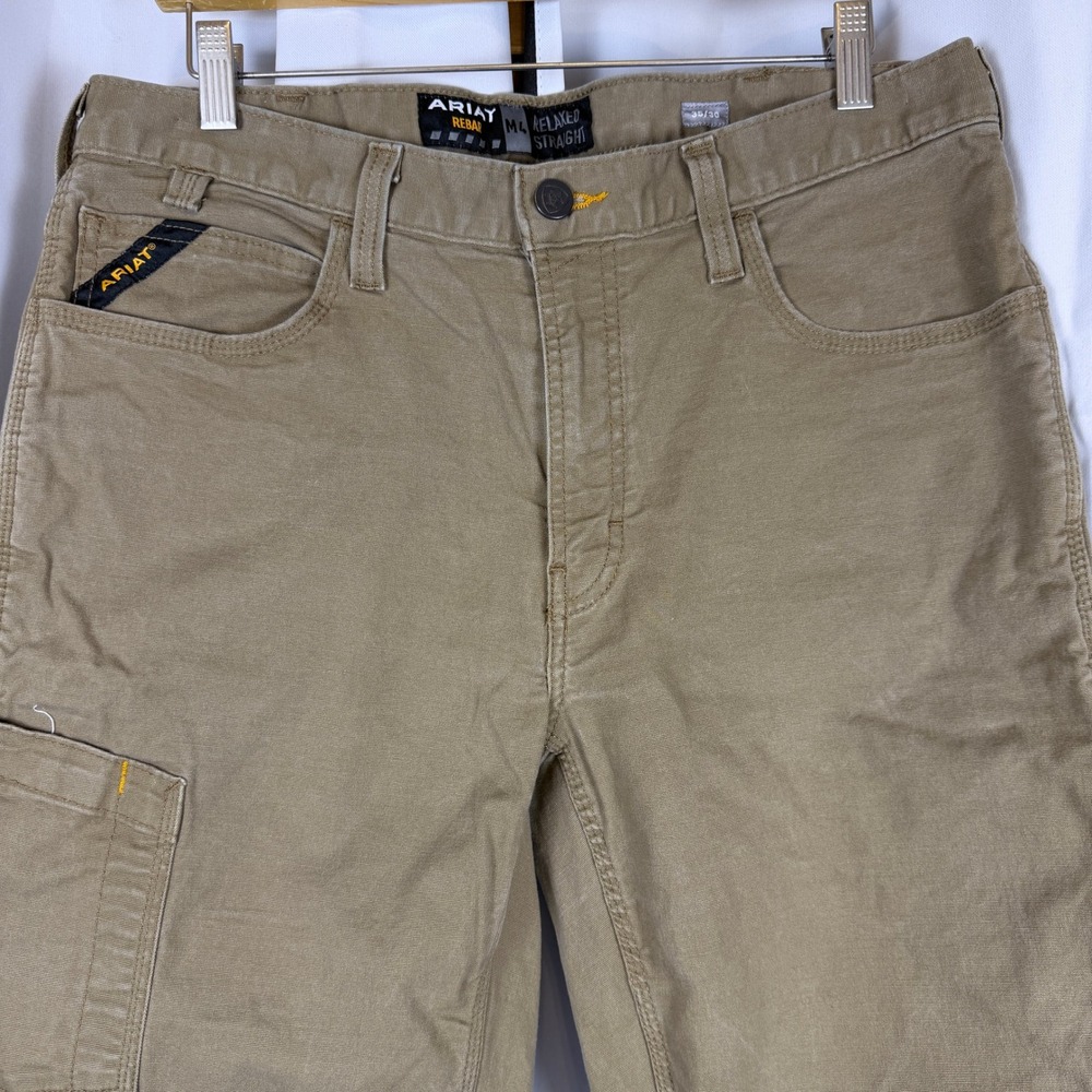 Ariat Rebar M4 Relaxed Straight Field Khaki DuraStretch Work Pants Mens 35x30
